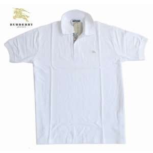 Burberry Mens Classic Nova Check Polo Shirt in White Size Medium 