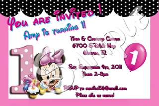 Baby Minnie Mouse Custom Birthday Invitation YOU PRINT  