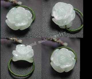Very beautiful jade rose flower ring of US size 7, 7.5, 8. The center 