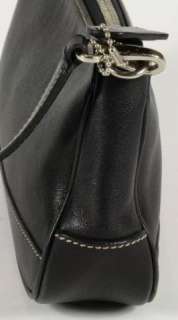 Coach Black Leather Demi Baguette Clutch Handbag Purse Bag 7785  