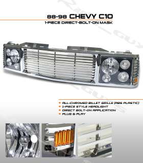 NEW CHEVY TRUCK RANGE ROVER STYLE GRILLE+HEADLIGHTS KIT  