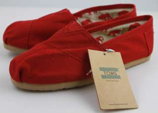 TOMS Classic Canvas Slip On (Women) Shoes   Red   Size 6.5 NEW 