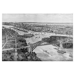 East River and Hell Gate Bridge   12x18 Framed Print in Black Frame 