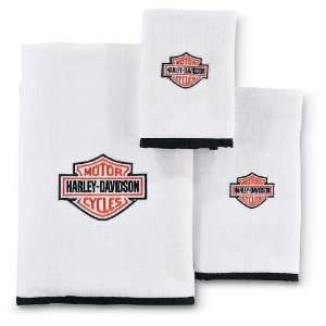  White Harley Davidson 3Pc Bath Towel Set