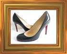 CHRISTIAN LOUBOUTIN BK ROUND TOE LEATHER PUMPS SHOES 40