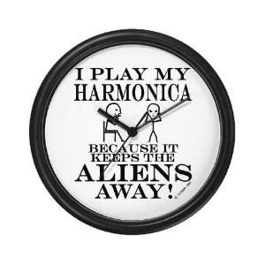  Keep Aliens Away Harmonica Music Wall Clock by  