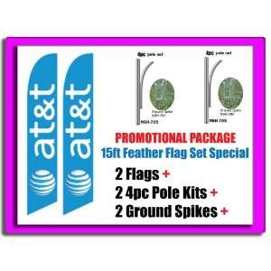 2 Sets of 15ft At&t Swooper Feather Flags   INCLUDES 15FT 