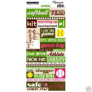 Reminisce SOFTBALL QUOTES Cardstock Stickers +FREE SHIP  