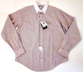   195 Michael Bastian Gant Burgundy Banker Stripe Oxford Shirt XL  