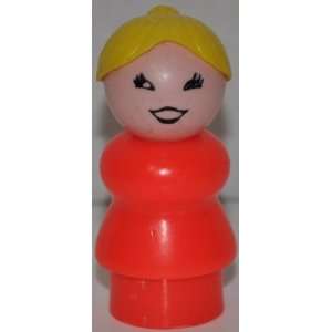  Little People Woman Mother (Yellow Hair & Red Plastic Base) (Plastic 