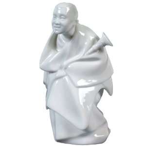 Tibetan Monk with Rag Dung Porcelain Oriental Sculpture  
