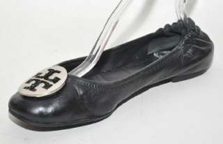 TORY BURCH Reva Black Classic Leather Ballet Flat Women Shoes 10 M 
