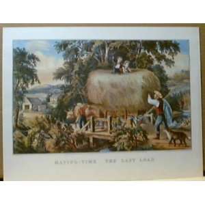  Haying time, the Last Load by Currier & Ives 15x11 Vintage 
