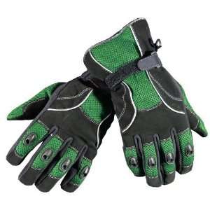    REFLECTIVE LEATHER MESH MOTORCYCLE BIKE GLOVES Green M Automotive
