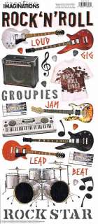 CI Rock & Roll Music Guitar Drums Scrapbooking Stickers  