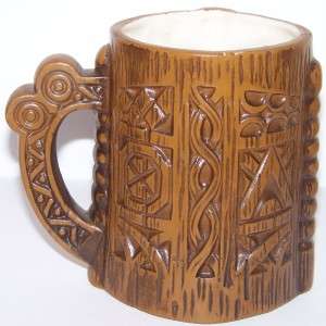 Brown Ceramic Tiki Handled Mug  