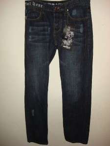 RG512 MENS JEANS TIGHT CUT SKULL BUTTONS SIZE 34 X 32  