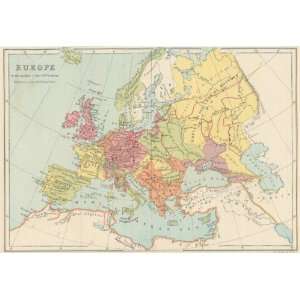  Bartholomew 1877 Antique Map of Europe in the Middle of 