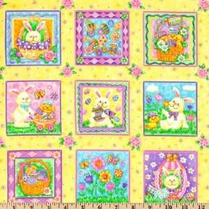  45 Wide Spring Tiding Easter Baskets Yellow Fabric By 