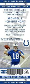 12 Indianapolis Colts Birthday Ticket Invitations  