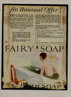 1925 FAIRY SOAP AD / GREAT FEMALE BATH TUB SCENE L@@K  