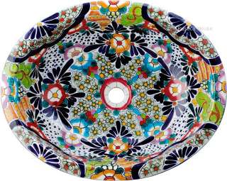 mexican hand painted talavera oval bathroom sink  