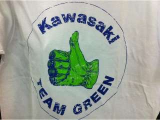 Kawasaki Vintage Team Green Thumbs Up T Shirt Grey  