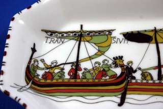Rare Limoges Porcelain Bayeux Norman Norse Viking Ship Tray  
