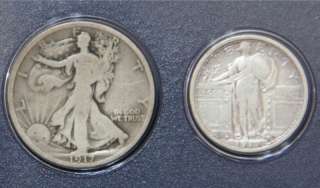 1917  5 Coin U.S. Year Set Silver w/ Walking Half, Standing Quarter 