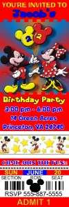 MICKEY & MINNIE MOUSE BIRTHDAY PARTY TICKET INVITATIONS  