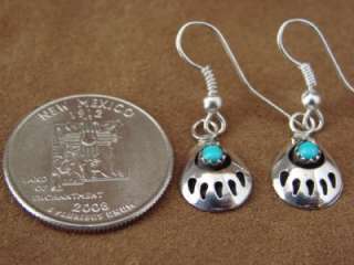   Navajo Jewelry Turquoise Bear Paw Dangle Earrings Indian Made  