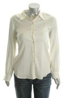 Theory NEW Button Down Shirt Ivory Silk Sale Top XL  