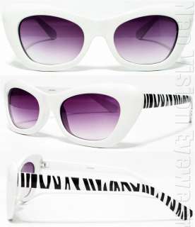 Cat Eye Sunglasses Vintage Style Smoke White Zebra 34AG  