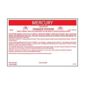 HC269P   Container Labels, Mercury, 6 1/2 X 10, Pressure Sensitive 