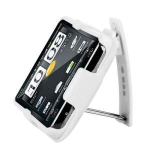 WHITE RUBBERIZED COMBO HYBRID HOLSTER CLIP + STAND PHONE CASE FOR HTC 