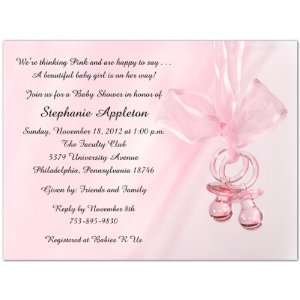  Pink Binkies Baby Shower Invitations   Set of 20 Baby