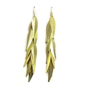  Leaf Dangle Earrings; 5.25L; Gold tone Metal Jewelry