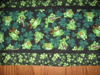 Handmade Quilted Table Runner St Patricks Day Frogs Valentines Day 