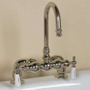 Deck Mount Three Ball Gooseneck Faucet   7 Centers   Polished Nickel