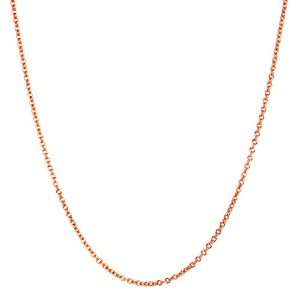  14k Italian Rose Gold Rolo 1mm Chain Necklace, 18 