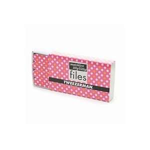 Tweezerman Matchbox Itty Bitty Files, Pink with Yellow & White Dots, 1 