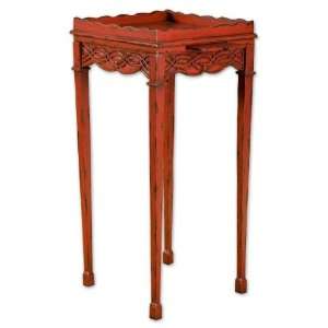   Accent Table Detailed Hand Carving w/Pull Out Tray