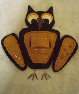 Primitive Folk Art Halloween Night Owl Pinkeep Pattern  