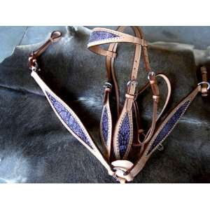  BRIDLE WESTERN LEATHER HEADSTALL BREAST COLLAR Purple 