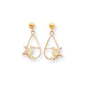  10k Black Hills Gold Hummingbird in Oval Earrings Jewelry