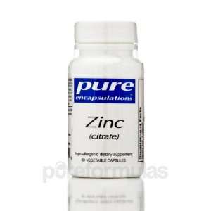  Pure Encapsulations Zinc (citrate) 60 Vegetable Capsules 