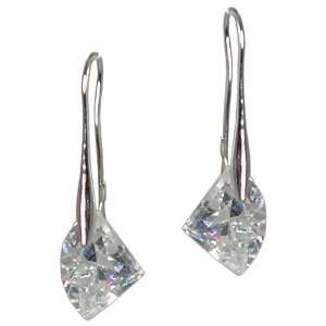    Modern Sterling Silver Triangular CZ Clear Earrings Jewelry