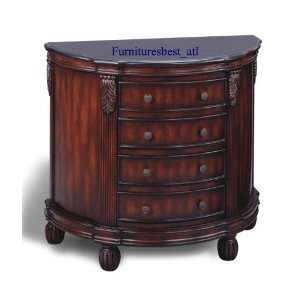 Cherry Finish Marble Top Entry Way Accent Bombe Chest  