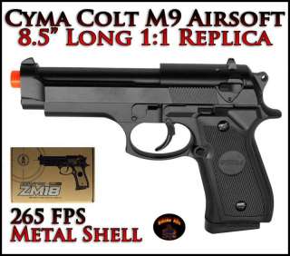   Metal Airsoft Spring Pistol Colt M9 Beretta Gun FPS 265 M1911 Black