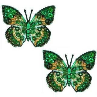 Expo MBP102GR Iron On Embroidered Sequin Butterfly Applique, 2 Pack 